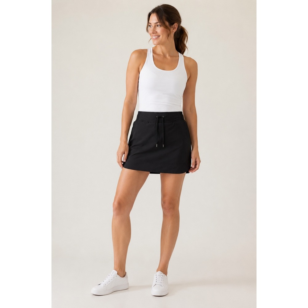 Athleta Black Active Skort Ribbed Waistband Pockets Size 10 Tennis Golf Skirt